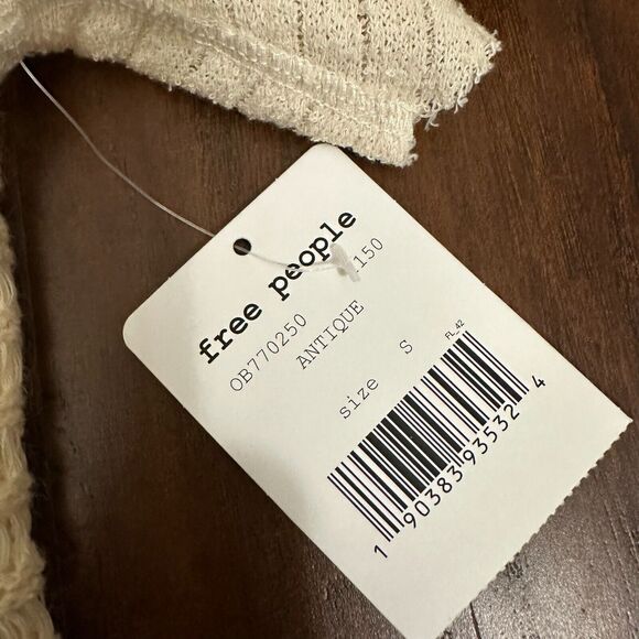 NWT FREE PEOPLE Babes Only Sweater Tee Sheer Open Weave in Cream - Picture 13 of 16